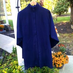 NEW! H by Halston Blue Wool Cape Coat Size XS